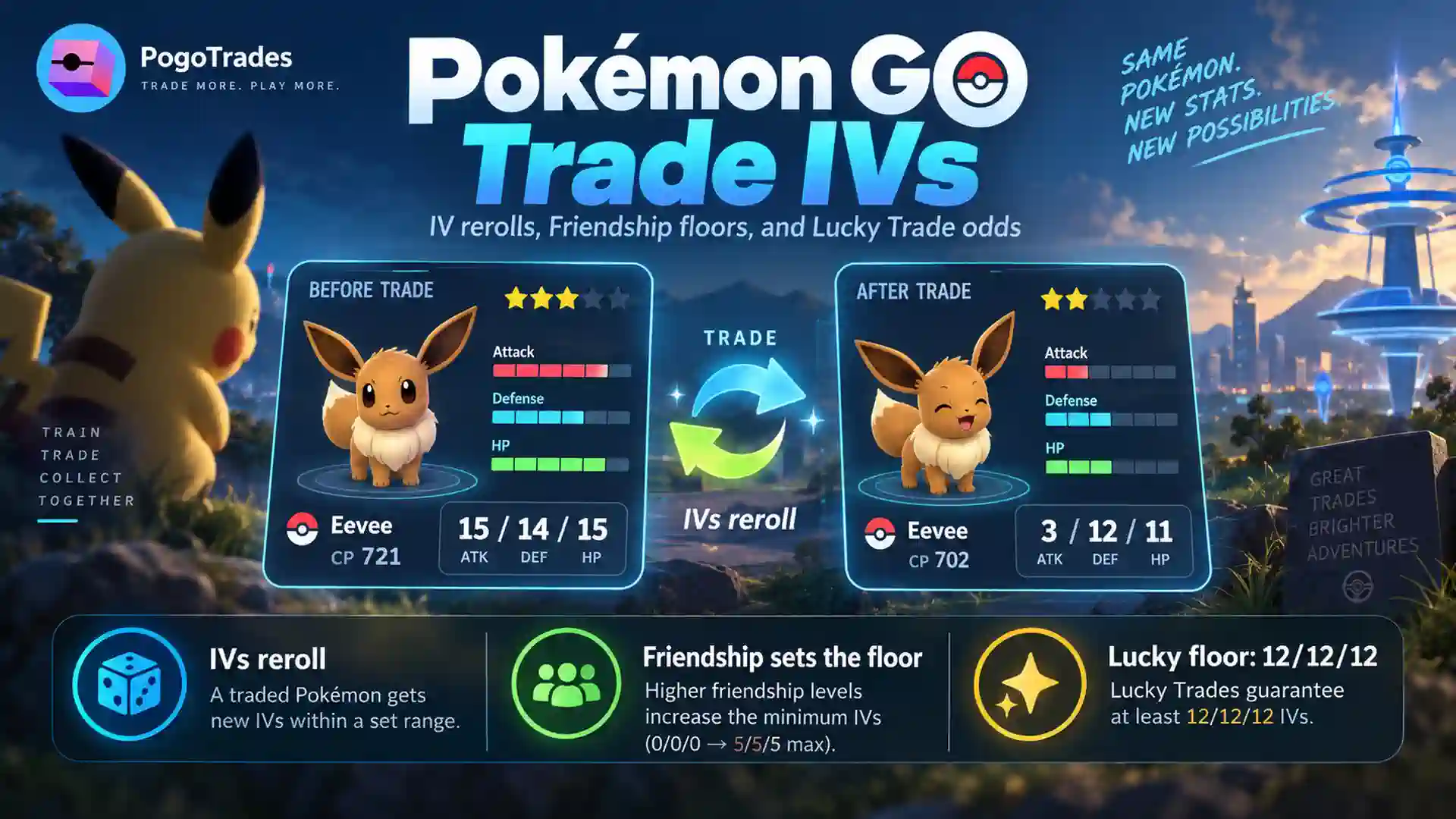 Pokémon GO Trade IVs: Rerolls, IV Floors & Lucky Trade Odds